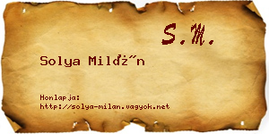 Solya Milán névjegykártya